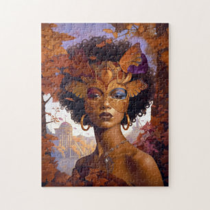 Lady Wearing Mask Black Fantasy Art Legpuzzel
