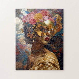 Lady Wearing Mask Black Fantasy Art Legpuzzel