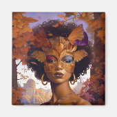 Lady Wearing Mask Black Fantasy Art Magneet (Voorkant)