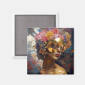 Lady Wearing Mask Black Fantasy Art Magneet (Voorkant / Achterkant)