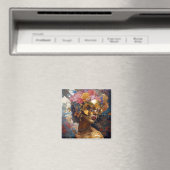 Lady Wearing Mask Black Fantasy Art Magneet (Insitu (Vaatwasser))