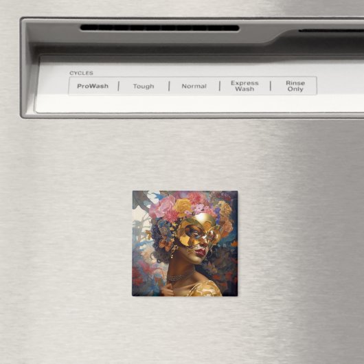 Lady Wearing Mask Black Fantasy Art Magneet (Insitu (Vaatwasser))