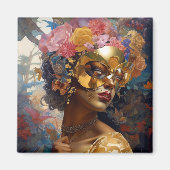 Lady Wearing Mask Black Fantasy Art Magneet (Voorkant)