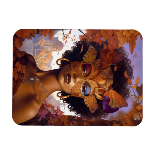Lady Wearing Mask Black Fantasy Art Magneet (Horizontaal)
