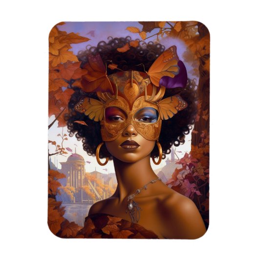 Lady Wearing Mask Black Fantasy Art Magneet (Verticaal)