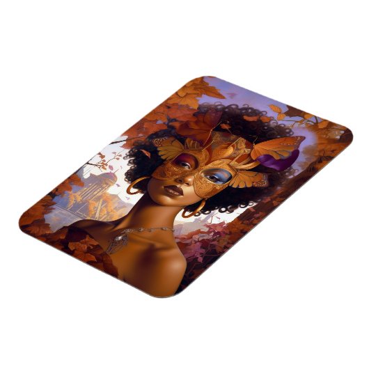 Lady Wearing Mask Black Fantasy Art Magneet (Linkerzijde)