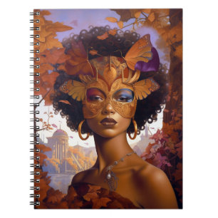 Lady Wearing Mask Black Fantasy Art Notitieboek