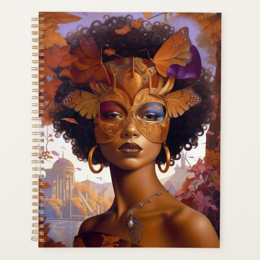 Lady Wearing Mask Black Fantasy Art Planner (Voorkant)