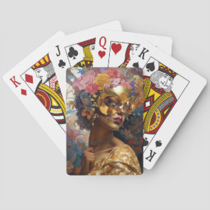 Lady Wearing Mask Black Fantasy Art Pokerkaarten