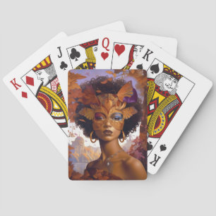 Lady Wearing Mask Black Fantasy Art Pokerkaarten