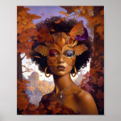 Lady Wearing Mask Black Fantasy Art Poster (Voorkant)