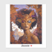 Lady Wearing Mask Black Fantasy Art Sticker (Vel)