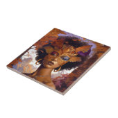 Lady Wearing Mask Black Fantasy Art Tegeltje (Zijkant)