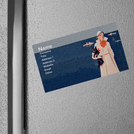  Lady White Suit Scotty Terrier Dog Ocean Visitekaartje Magneet