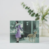  Lady Window Shopping tijdens het wandelen Cheetah Briefkaart (Staand voorkant)