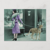  Lady Window Shopping tijdens het wandelen Cheetah Briefkaart (Voorkant)