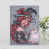 Lady Witch Vrouw Fantasy Pet Magic Art Kaart (Staand voorkant)