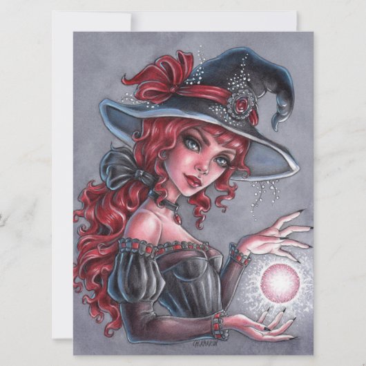 Lady Witch Vrouw Fantasy Pet Magic Art Kaart (Voorkant)
