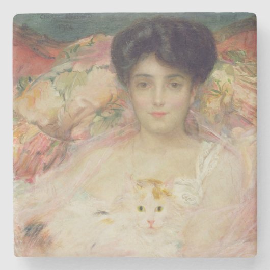 Lady with a Cat, 1904 Stenen Onderzetter (Voorkant)