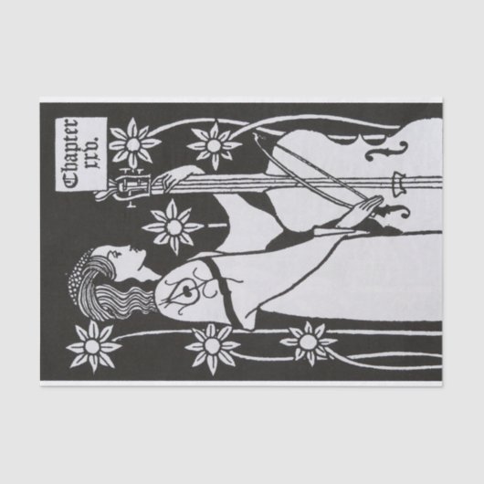 Lady With Cello by Aubrey Beardsley Tissue Paper Tissuepapier (Voorkant)