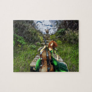 LADY WITH CELLO FANTASY NATURE ART LEGPUZZEL