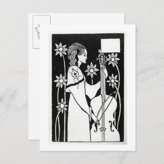 Lady with Cello, van Le Morte d'Arthur (litho) Briefkaart (Voorkant / Achterkant)