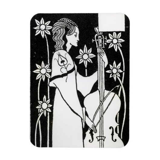 Lady with Cello, van Le Morte d'Arthur (litho) Magneet (Verticaal)