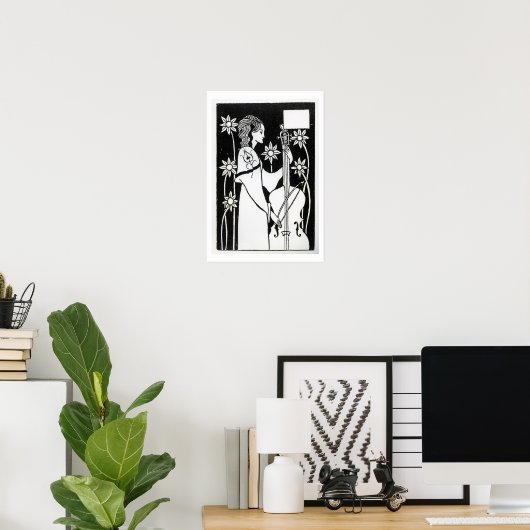 Lady with Cello, van Le Morte d'Arthur (litho) Poster (Thuiskantoor)