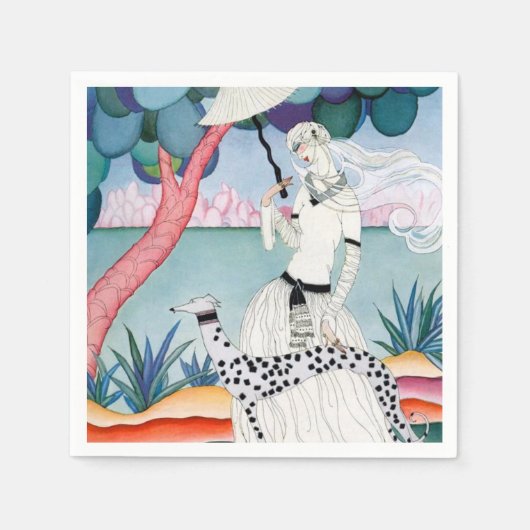 Lady with Dalmatian Dog - Helen Dryden Servet (Voorkant)