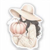 Lady with the pumpkin  sticker (Voorkant)