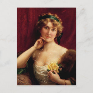 Lady With Yellow Rose in detail Émile Vernon Briefkaart