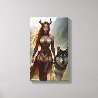 Lady Wolf Canvas Afdruk