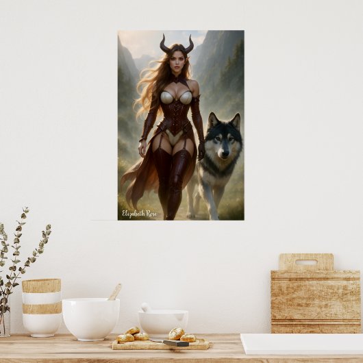 Lady Wolf Demoness Poster (Keuken)