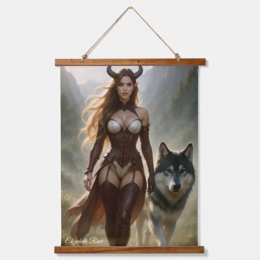 Lady Wolf Demoness Poster Hangend Wandkleed (Voorkant)