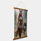 Lady Wolf Demoness Poster Hangend Wandkleed (Gebogen)