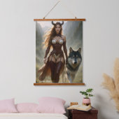 Lady Wolf Demoness Poster Hangend Wandkleed (Slaapkamer)