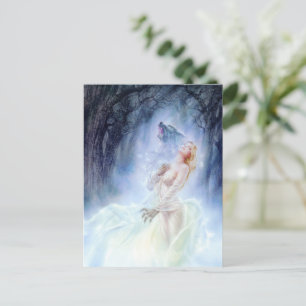 Lady Wolf Fantasy Art Briefkaart