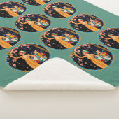 Lady Yellow Dress Picking Cherry Blossom Circles Sherpa Deken (3/4)