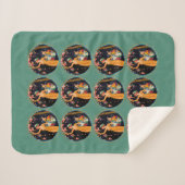 Lady Yellow Dress Picking Cherry Blossom Circles Sherpa Deken (Voorkant (horizontaal))