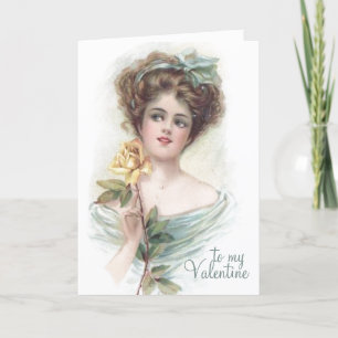 Lady Yellow Rose Valentijn gedicht Romantisch Feestdagen Kaart