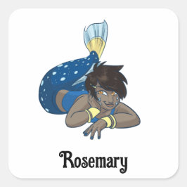 Lady zeemeermin aangepaste naam vierkante sticker