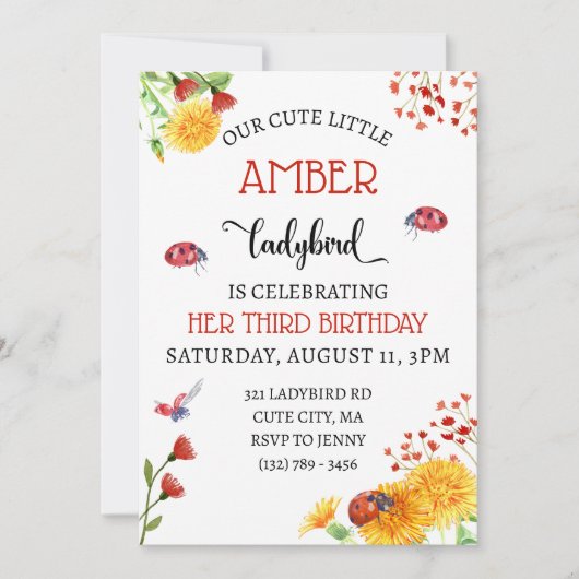 Ladybird Baby Meisje Schattige Lente Zomer Verjaar Kaart (Voorkant)