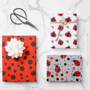 Ladybird Beetles Unique Red Black Animal Insect Inpakpapier Vel