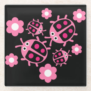 Ladybird en lieveheersbeestje glazen onderzetter