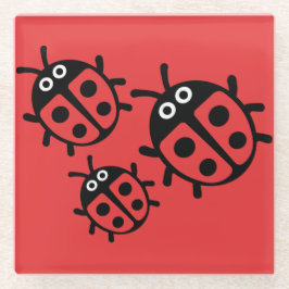 Ladybird en lieveheersbeestje glazen onderzetter