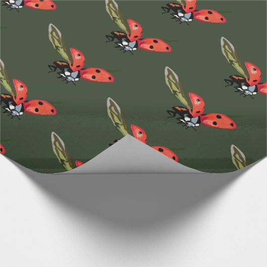 Ladybird Fly, Rode ladybird Cadeaupapier (Hoek)