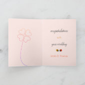 Ladybird Heart Clover Roze Gefeliciteerd Wedding Kaart (Binnen)