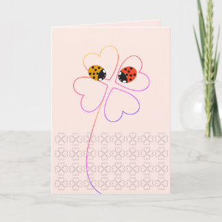 Ladybird Heart Clover Roze Gefeliciteerd Wedding Kaart