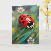 Ladybird Ladybug Greetings Card Kaart (Gele Bloem)