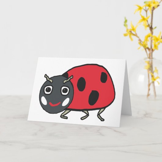 Ladybird Ladybug Kaart (Gele Bloem)